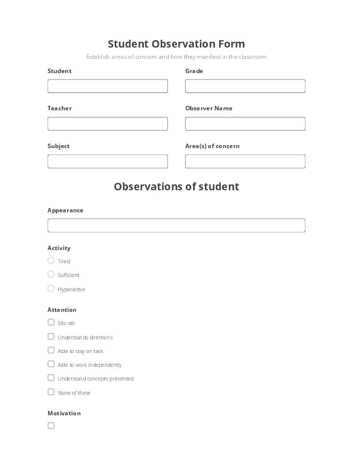 Automate student observation Template using CRM Connector Bot