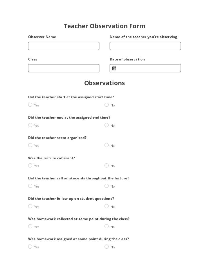 Automate teacher observation Template using Recognize Bot