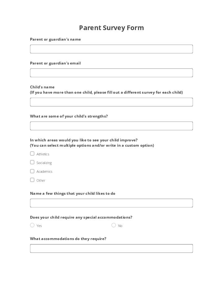 Automate parent survey Template using Obviously AI Bot