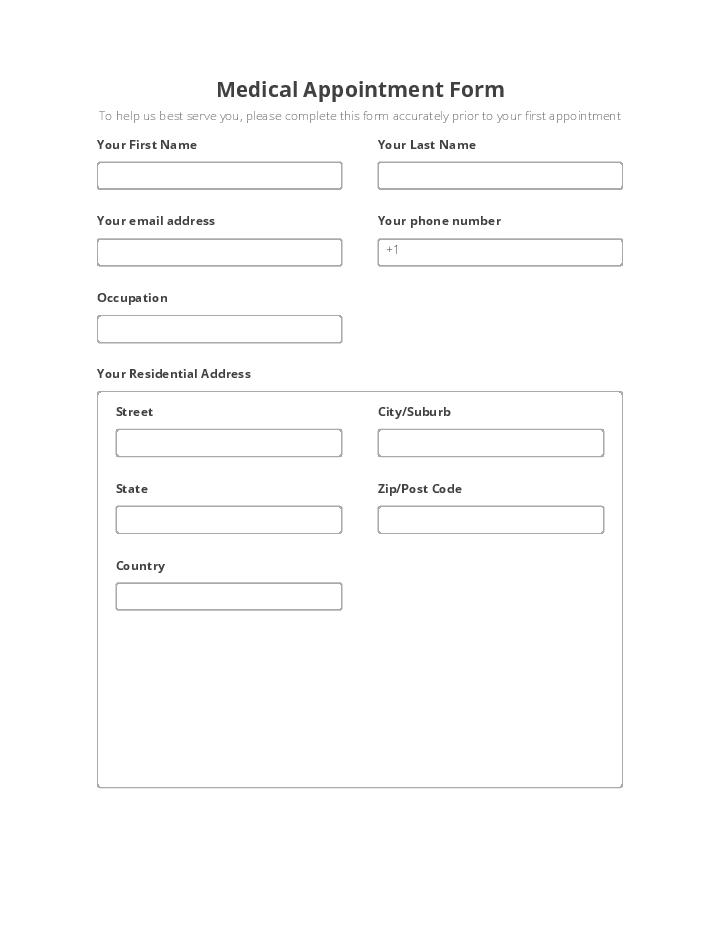 Automate medical appointment Template using Corporate Merch Bot