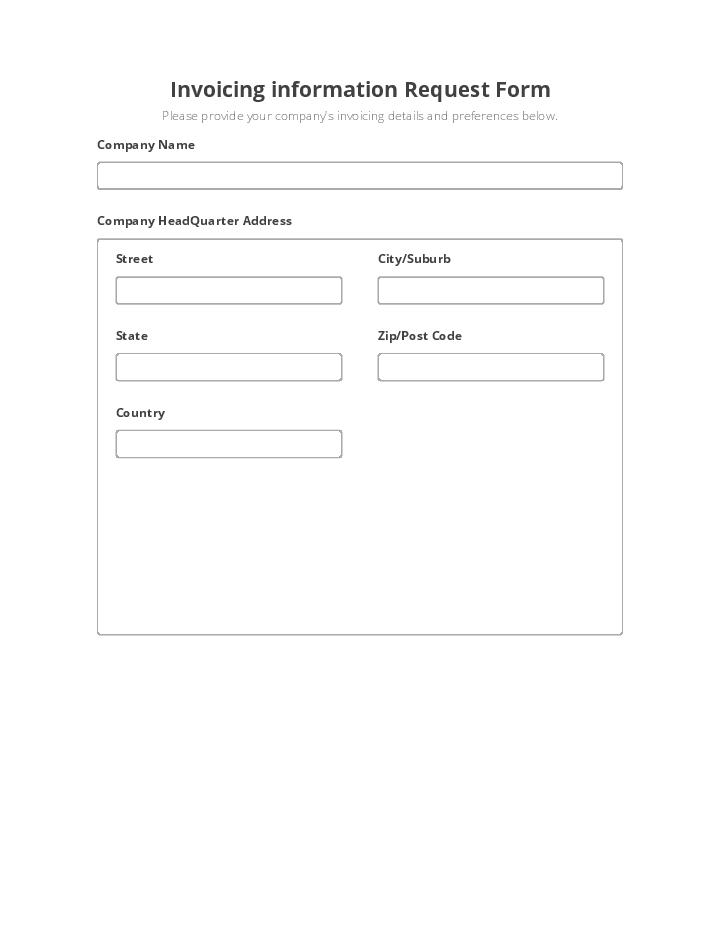 Invoicing Information Request Flow Template for Utah