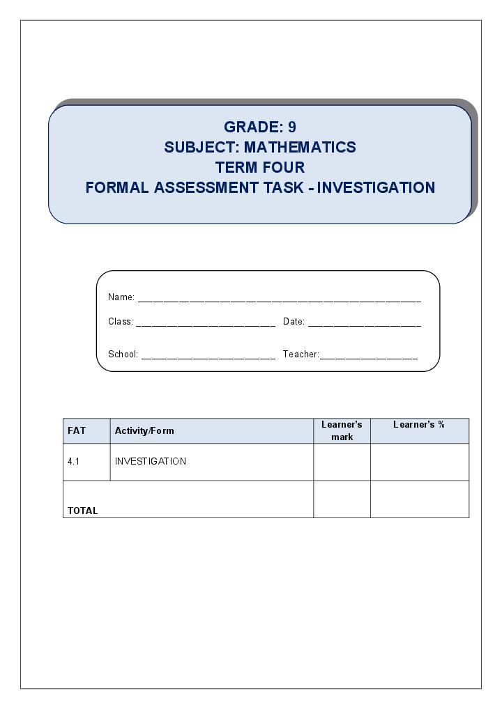 Grade 9 maths assignment term 3 memorandum 2020 Flow Template