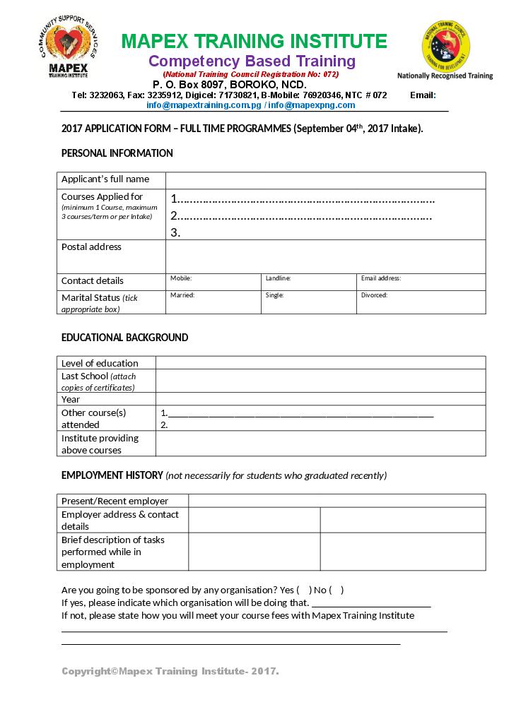 Mapex training institute application form 2021 Flow Template