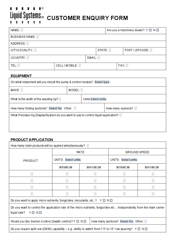 Customer enquiry form word Flow Template