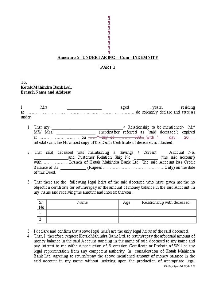 How to fill out undertaking and indemnity form 535 Flow Template