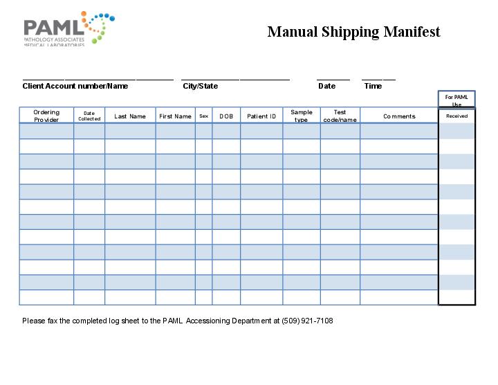 Shipping manifest Flow Template