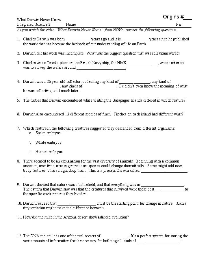 What darwin never knew worksheet answers Flow Template