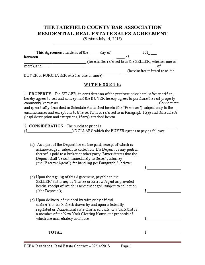 Fairfield county bar association real estate contract Flow Template