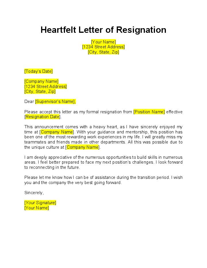 Example of resignation letter due to ikkness Flow Template