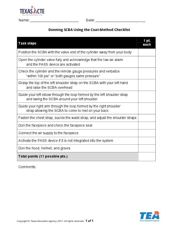 Scba donning checklist Flow Template