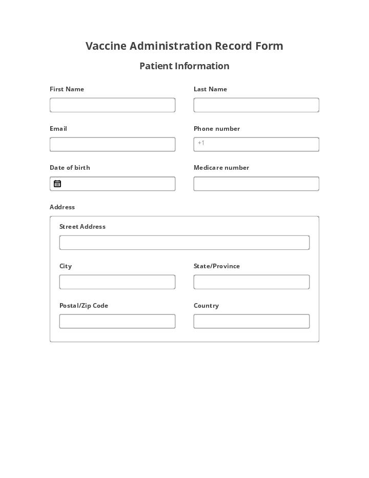 COVID-19 Vaccine Administration Record Flow Template for Alabama