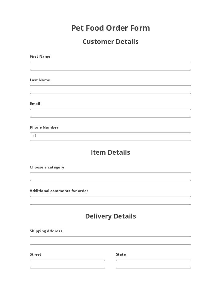 Pet Food Order Flow Template for New Jersey