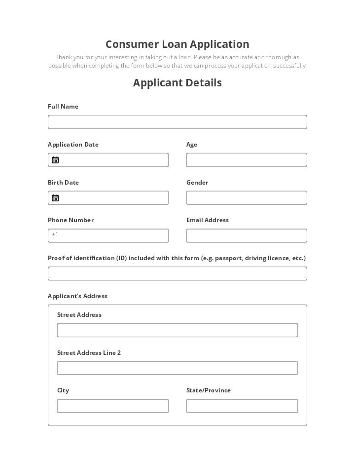 Consumer Loan Application Flow Template for Texas
