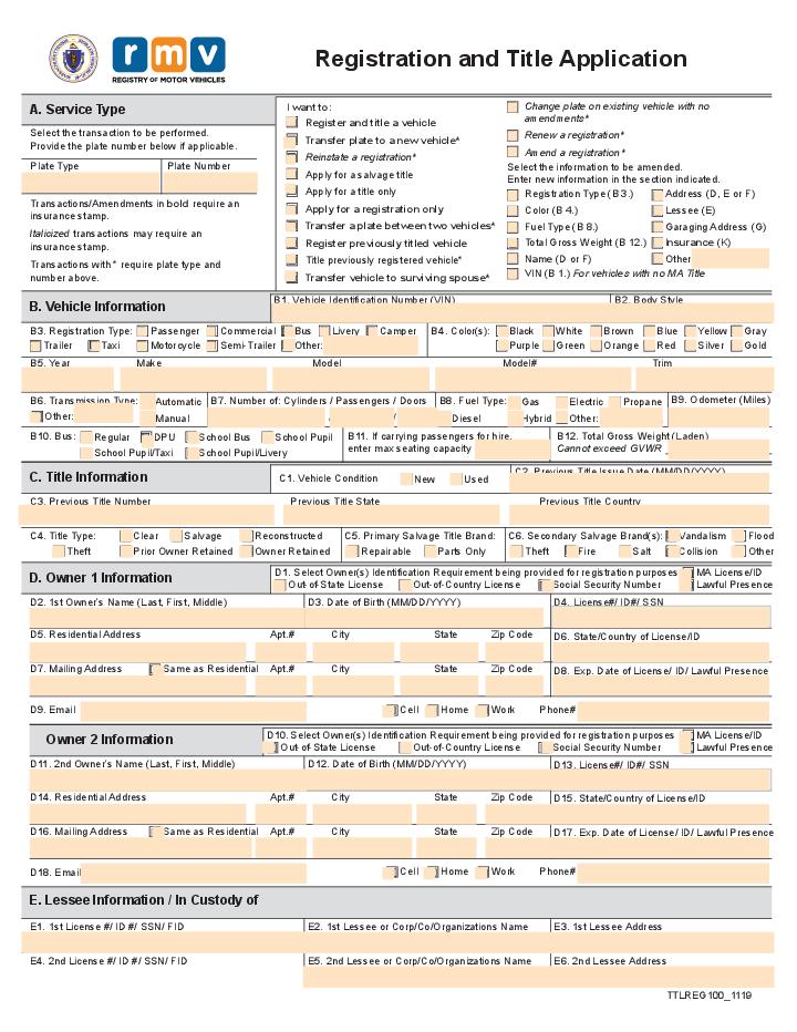 Vehicle Registration and Title Application 