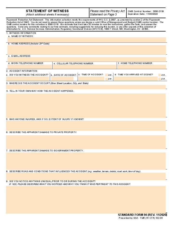 Statement of Witness Flow Template for Irving