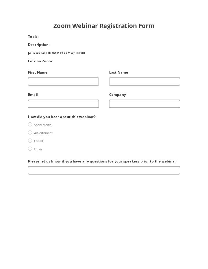 Automate zoom webinar registration Template using PheedLoop Bot