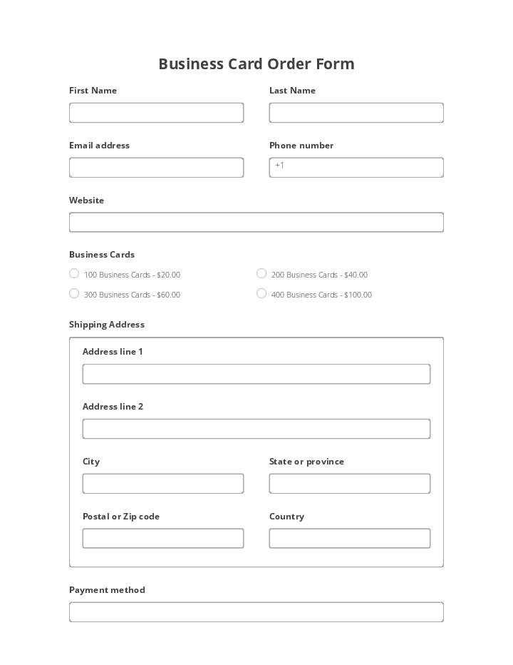 Automate business card order Template using Qminder Bot