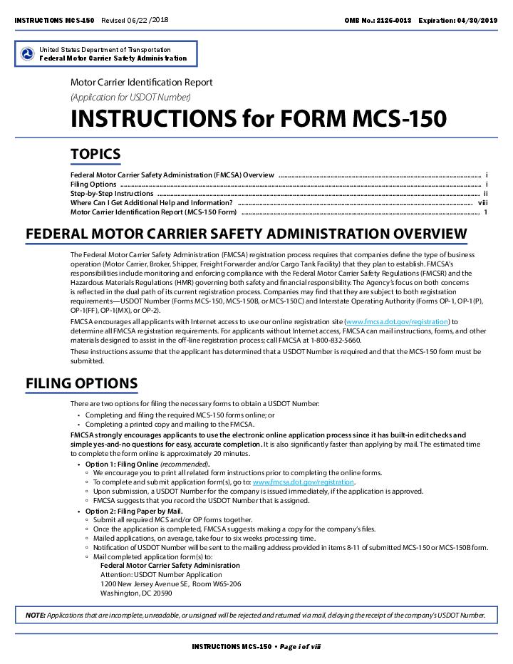 Efficiently file MCS-150 using a pre-built  template