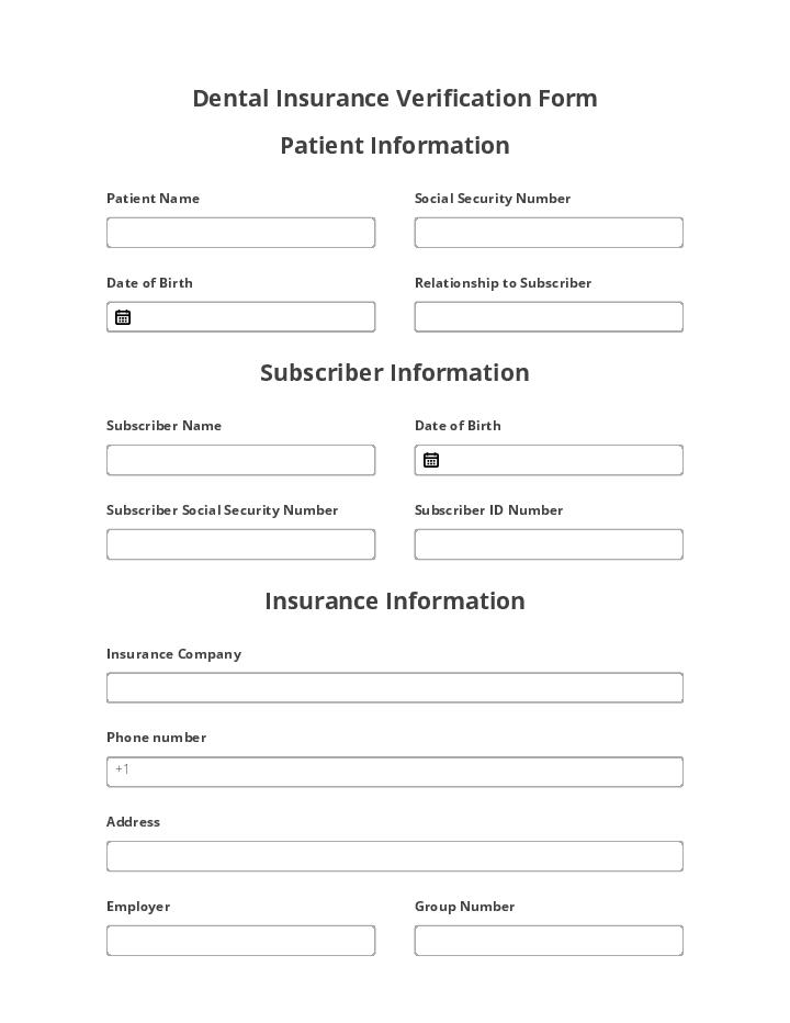Dental Insurance Verification Flow Template for Oxnard