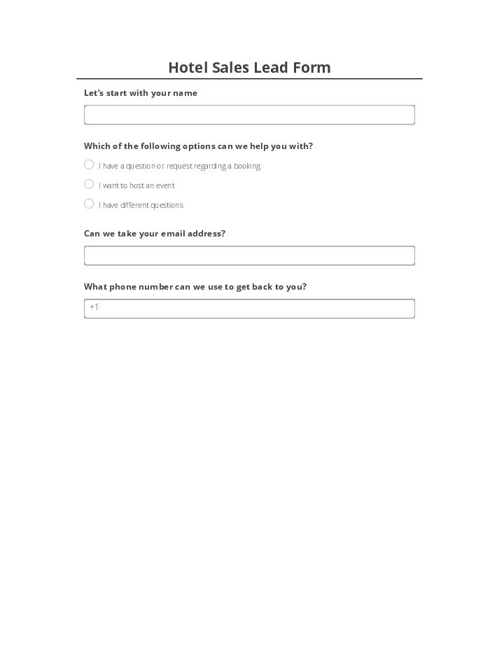 Hotel Sales Lead Form Flow Template for Vacaville