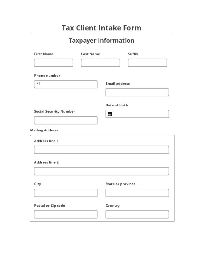 Tax Client Intake  Flow Template for Minnesota