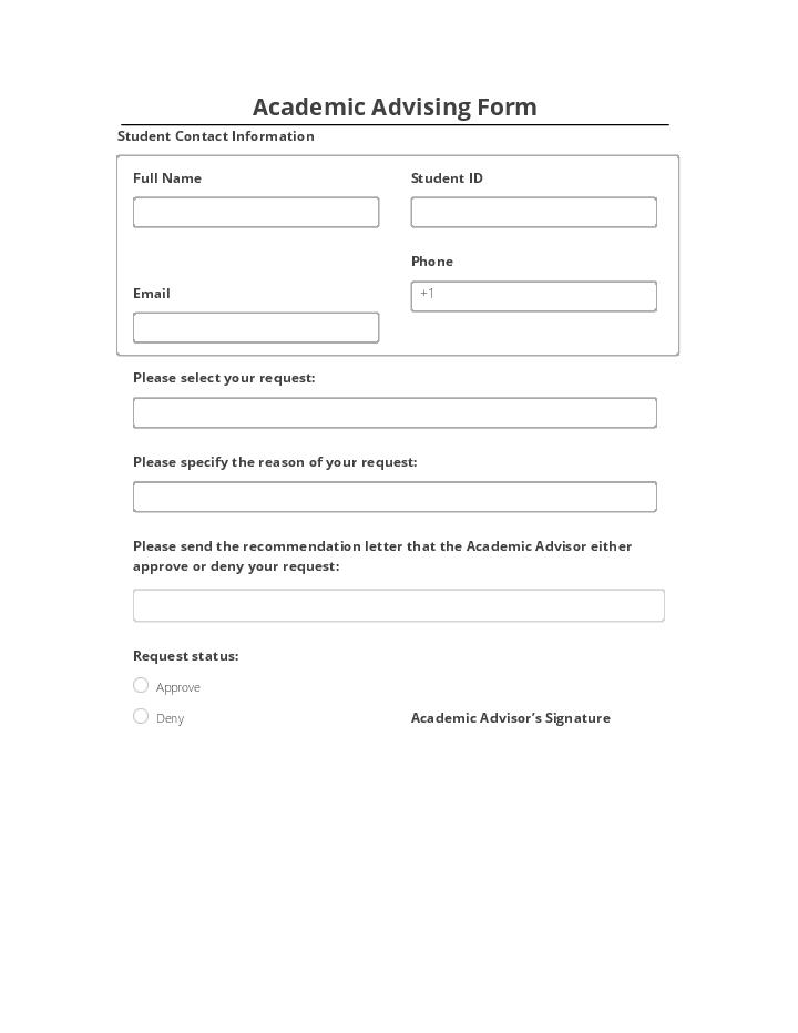 Use Formlets Bot for Automating academic advising Template