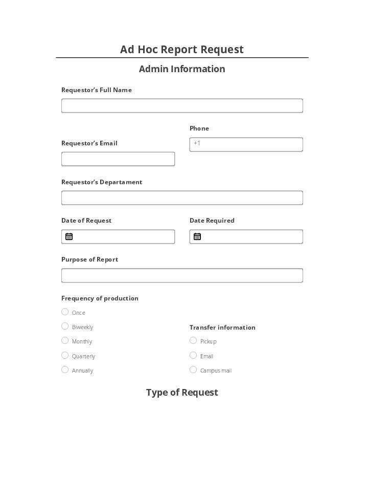 Ad Hoc Report Request Flow Template for Oxnard