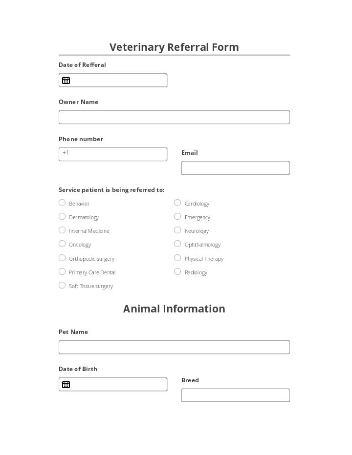 Automate veterinary referral Template using LemonInk Bot