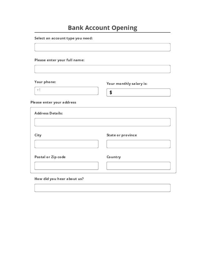 Automate bank account opening Template using Fishbowl Bot