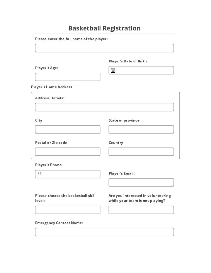 Automate basketball registration Template using Booqable Bot