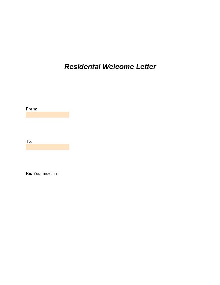Residental Welcome Letter 