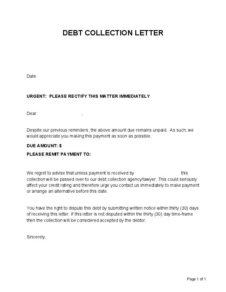 Automate debt collection letter Template using Fishbowl Bot