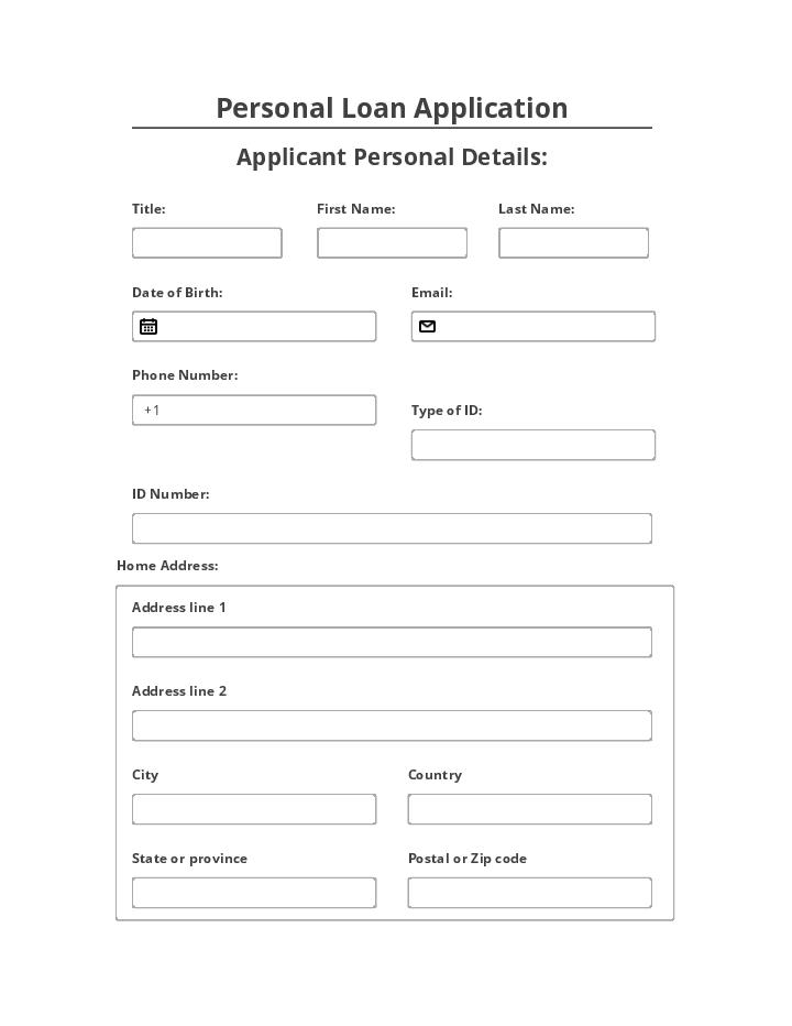 Automate personal loan application Template using Peggy Pay Bot