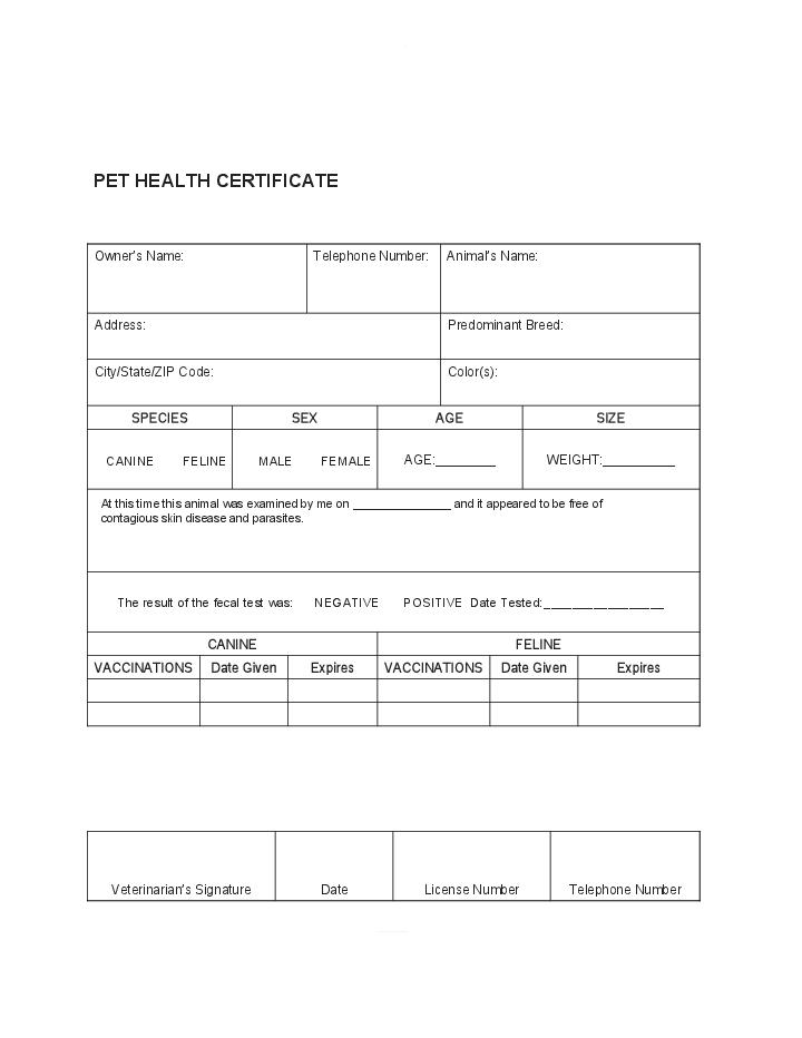 Use Authory Bot for Automating pet health certificate Template