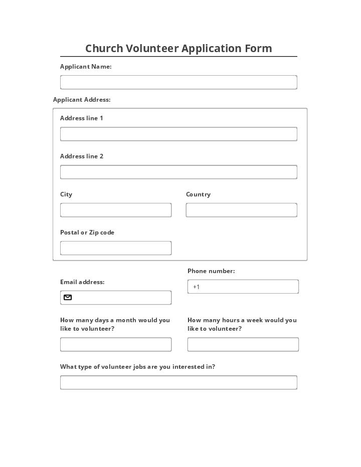 Church Volunteer Application Form Template