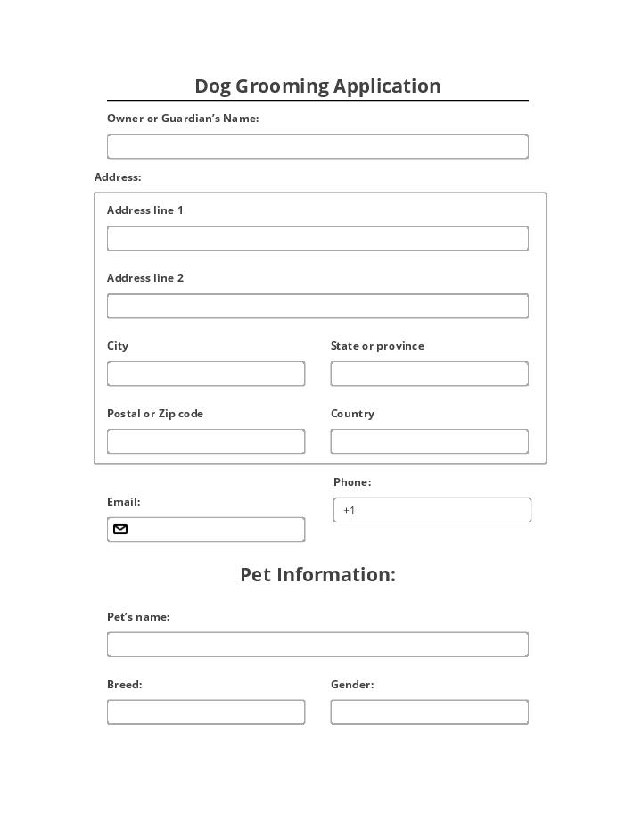 Automate dog grooming application Template using CLOSUM Bot