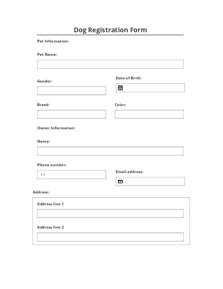 Automate dog registration Template using Hire Aiva Bot