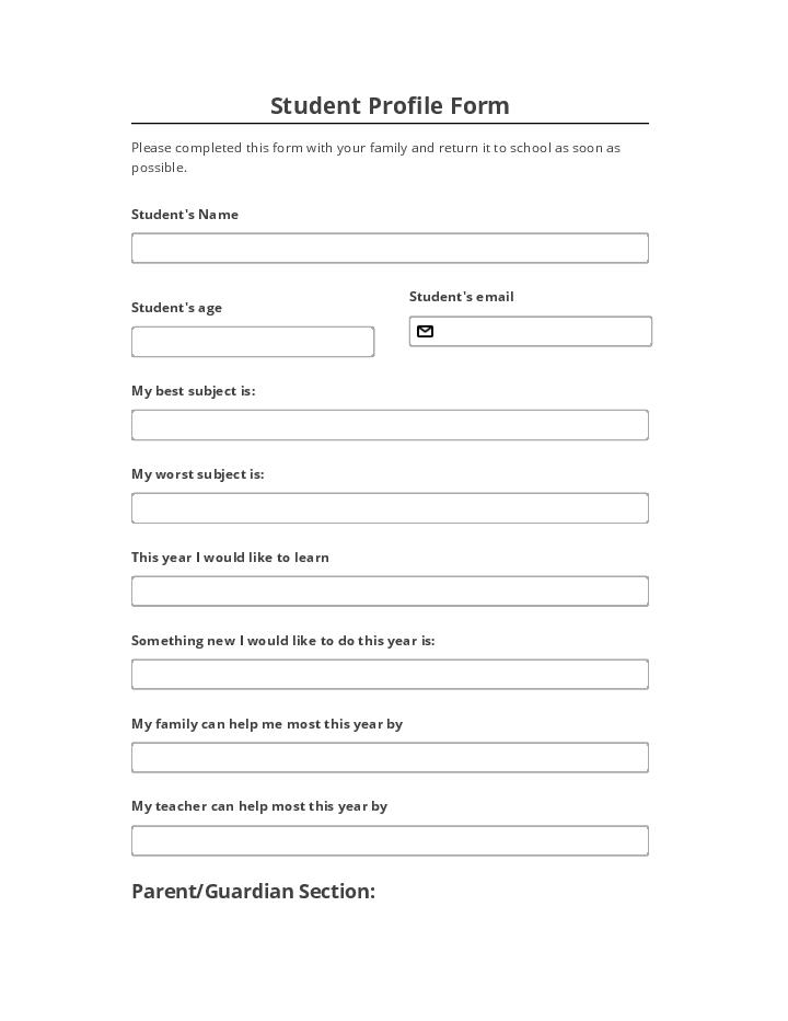 Automate student profile Template using Service Fusion Bot