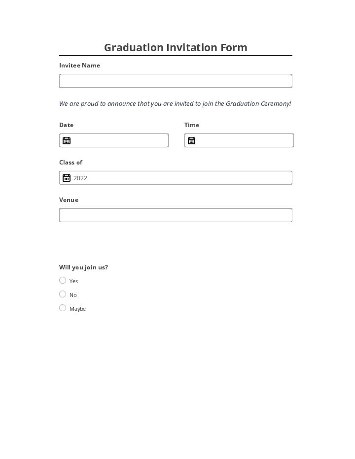 Automate graduation invitation Template using CRM Connector Bot