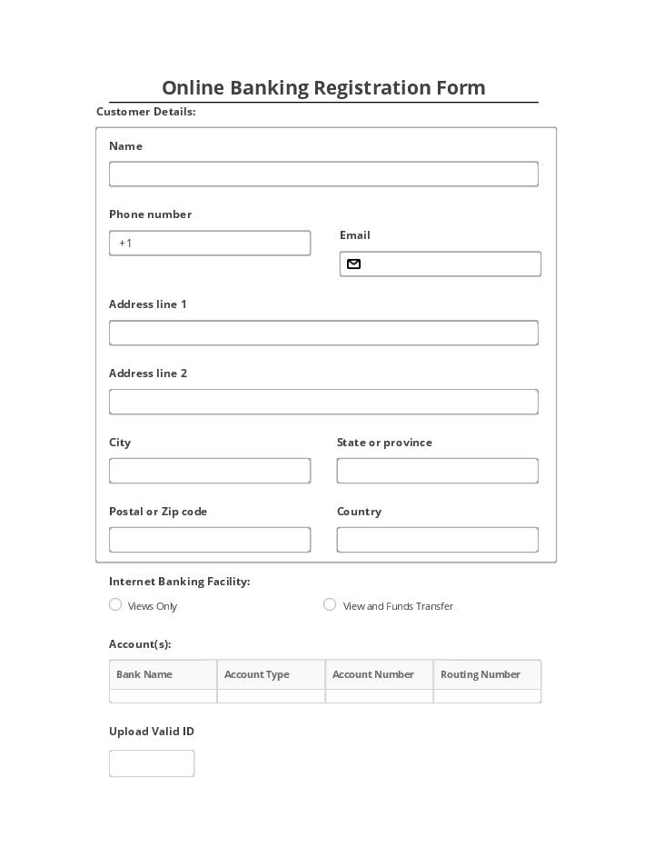 Automate online banking registration Template using Authvia Bot