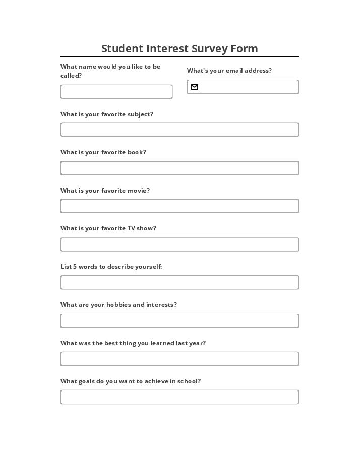 Use HeyForm Bot for Automating student interest survey Template