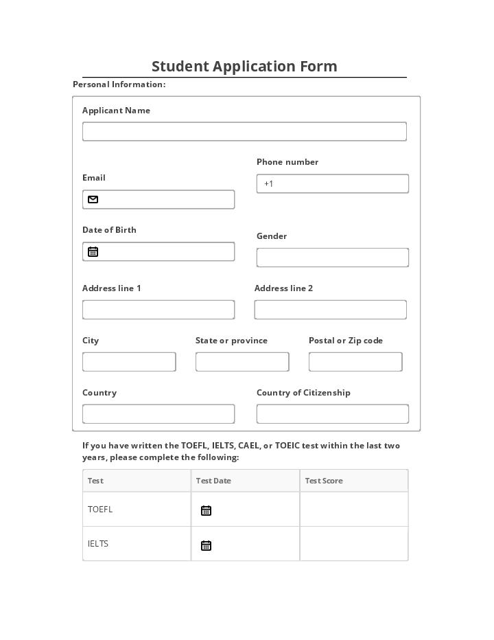 Use EASI'R Bot for Automating student application Template