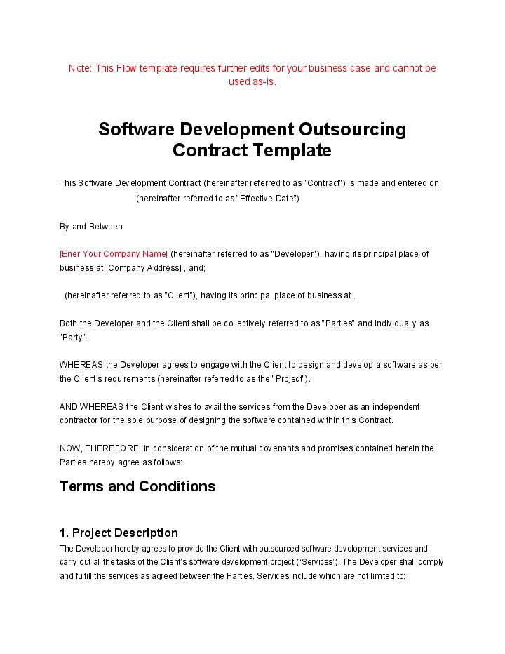 Software Development Outsourcing Contract
