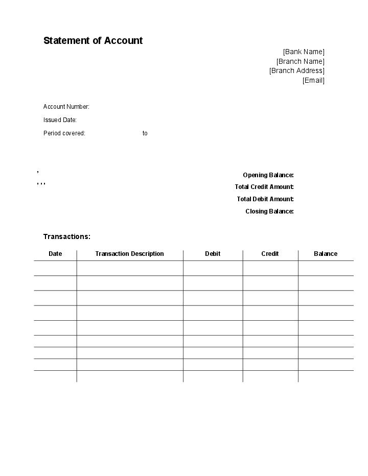 Automate bank account statement Template using Allswers Bot
