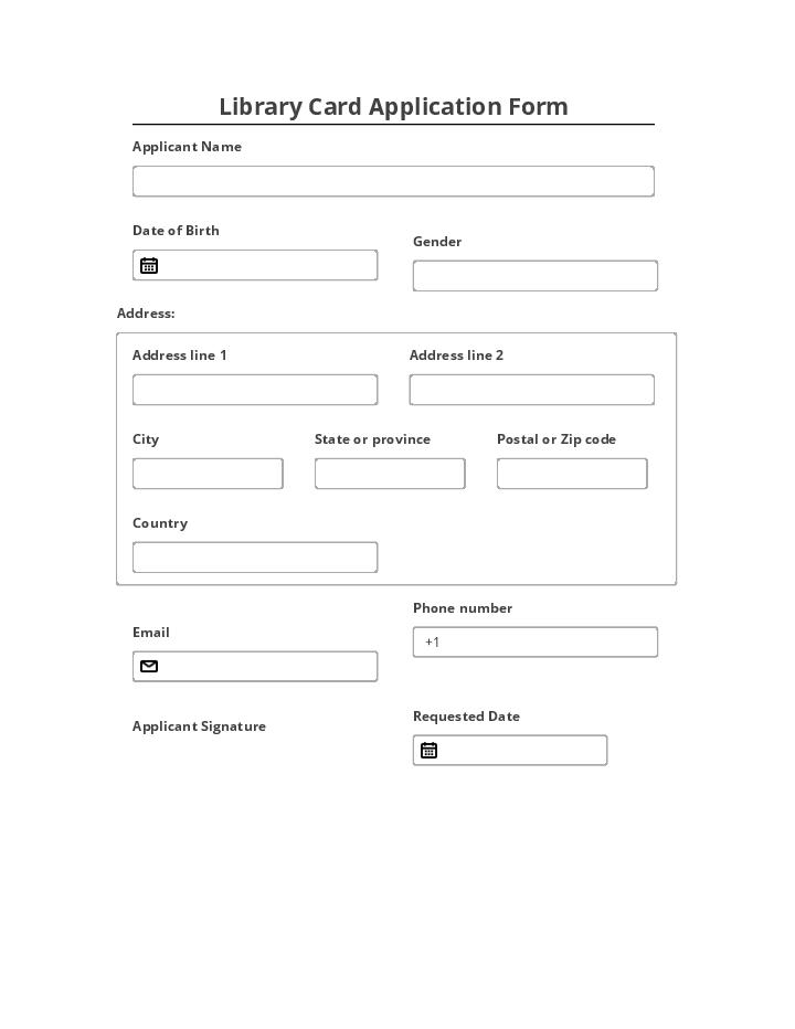 Automate library card application Template using Dazos CRM Bot