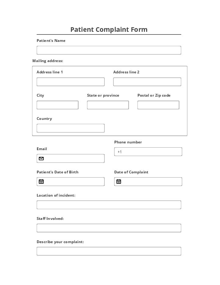 Use myCRM Bot for Automating patient complaint Template