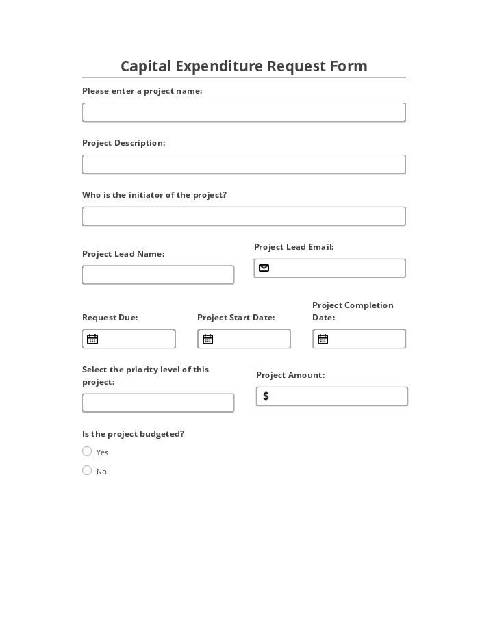Automate capital expenditure request Template using Wix Automations Bot