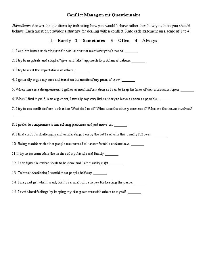 Conflict Management Questionnaire