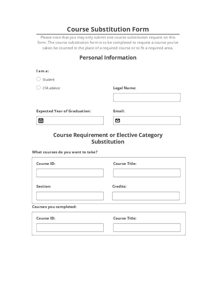 Use B2B Wave Bot for Automating course substitution Template