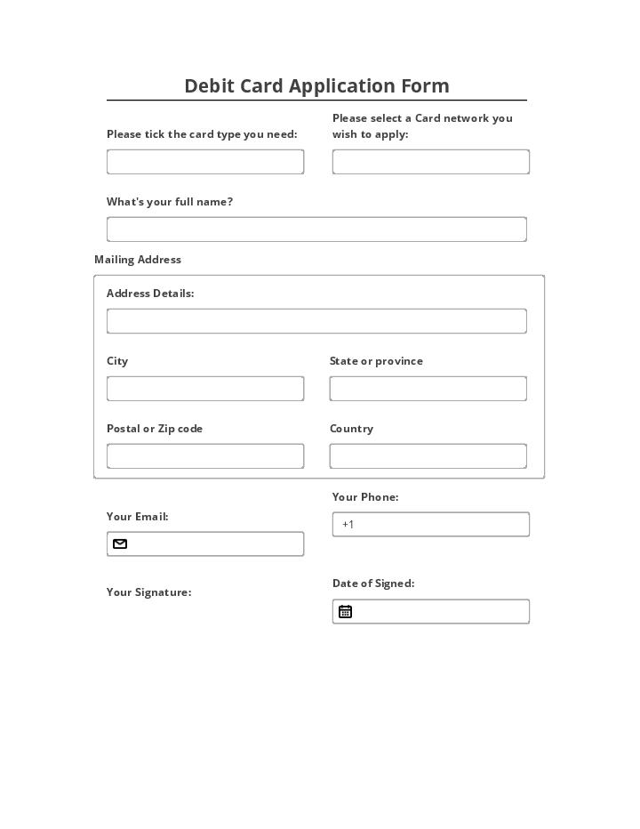 Automate debit card application Template using Building Stack Bot